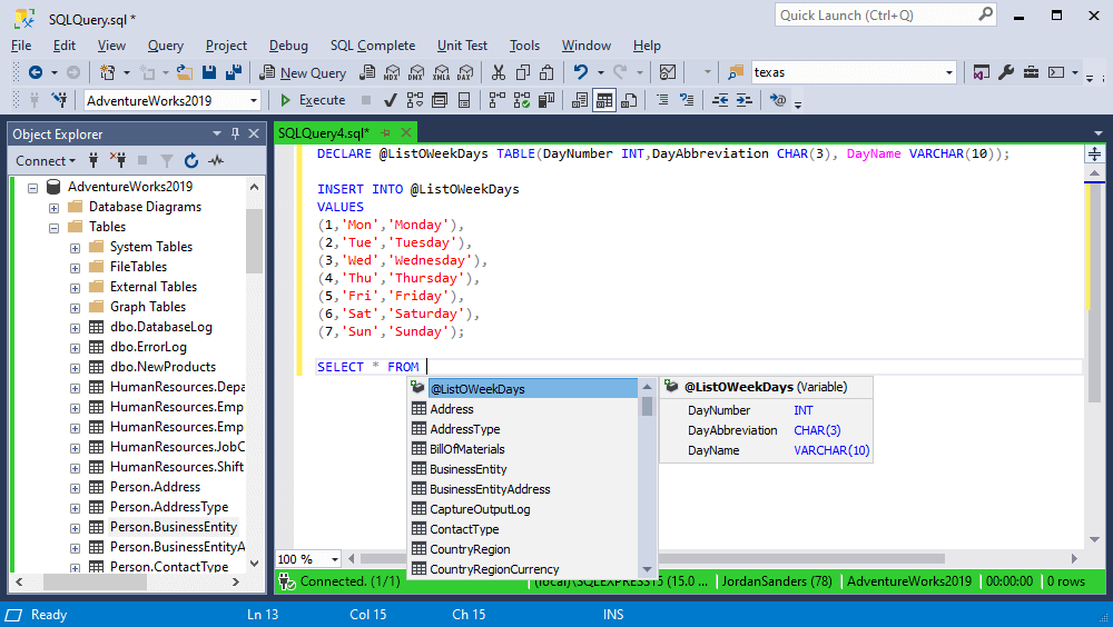 screenshot of SQL Complete